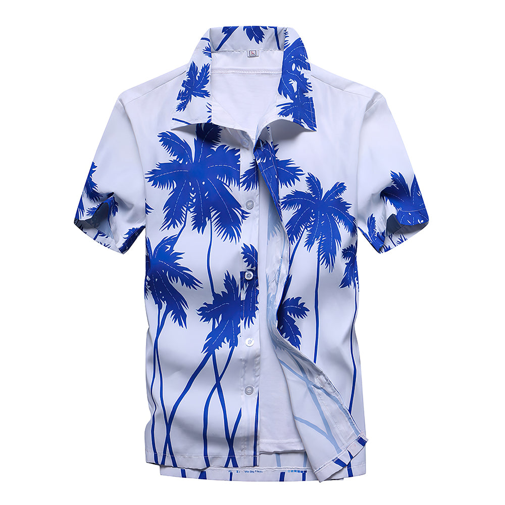 Hawaiian Shirts Print Leaves White Aloha Beach Shirts For Men-MyHawaiianShirts