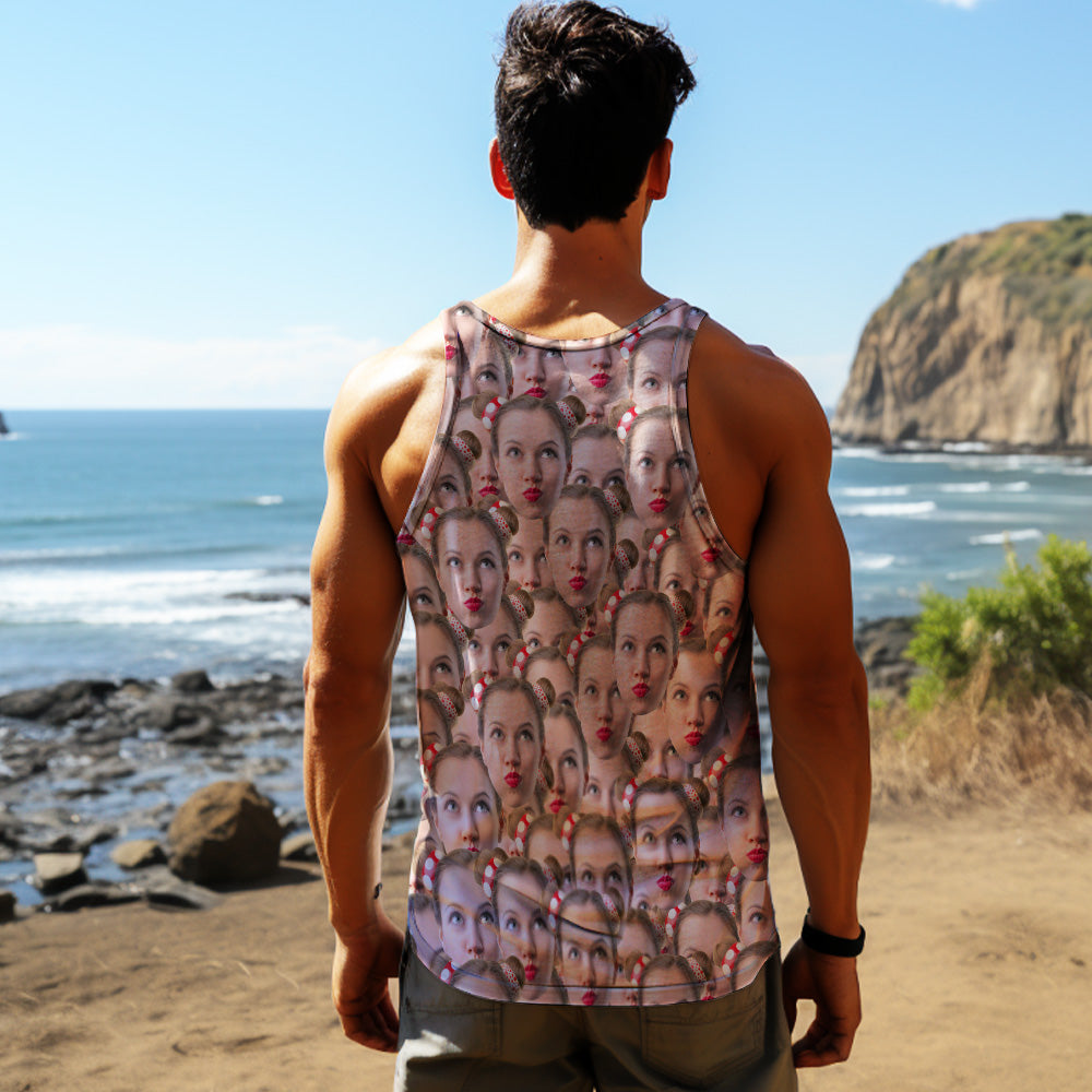 Custom Face Tank Tops Men's Sleeveless Shirt Mash Face - MyHawaiianShirts
