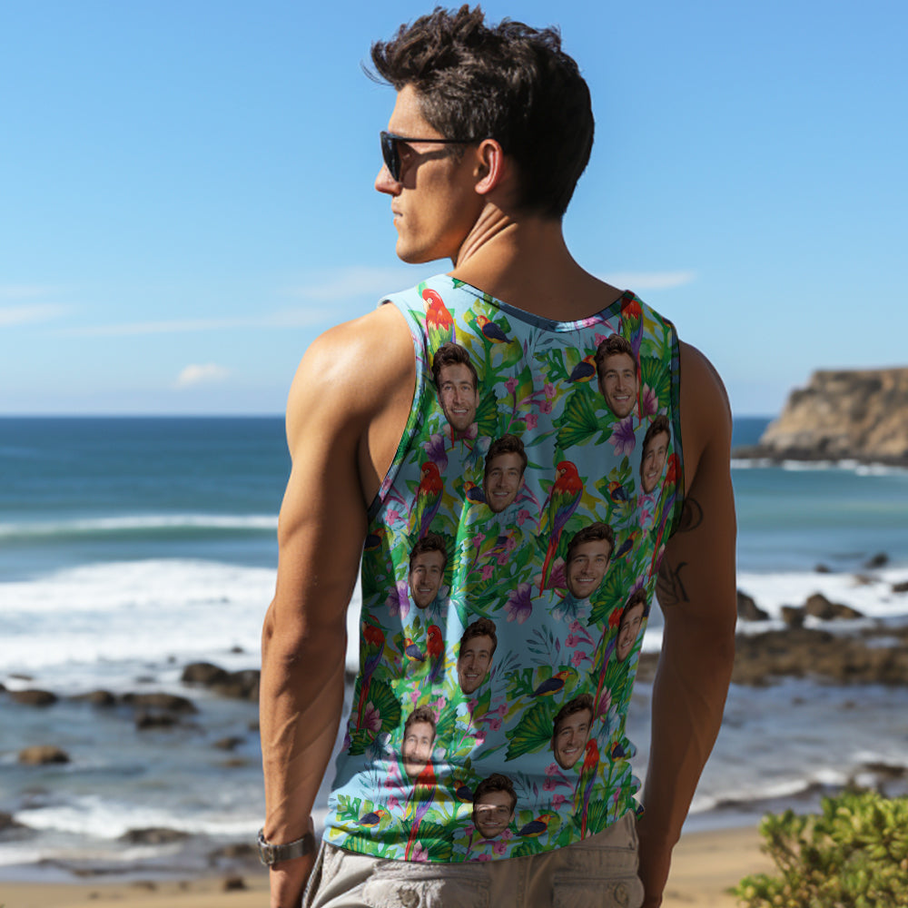 Custom Thick Face Tank Tops Men's Sleeveless Shirt Parrot - MyHawaiianShirts