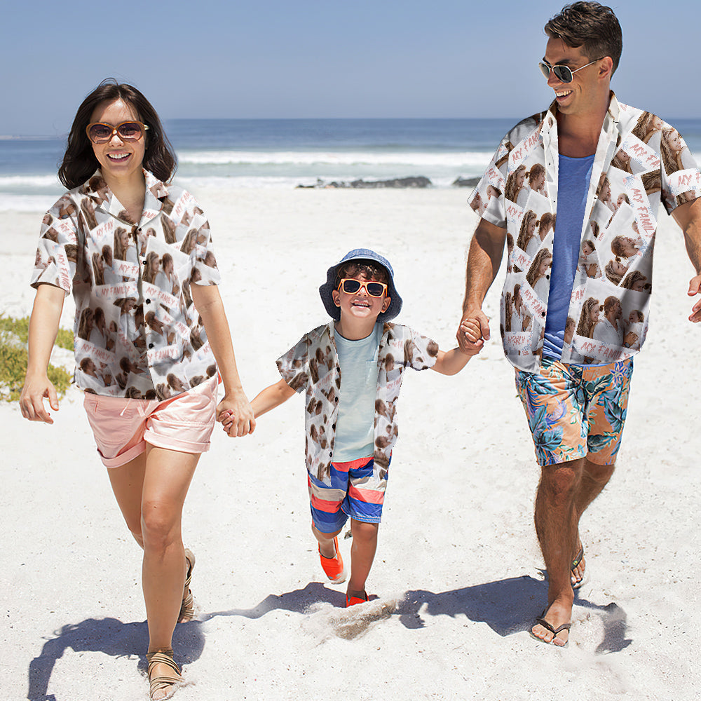 Custom Photo Hawaiian Shirt Parent-child Wears Personalised Hawaiian S