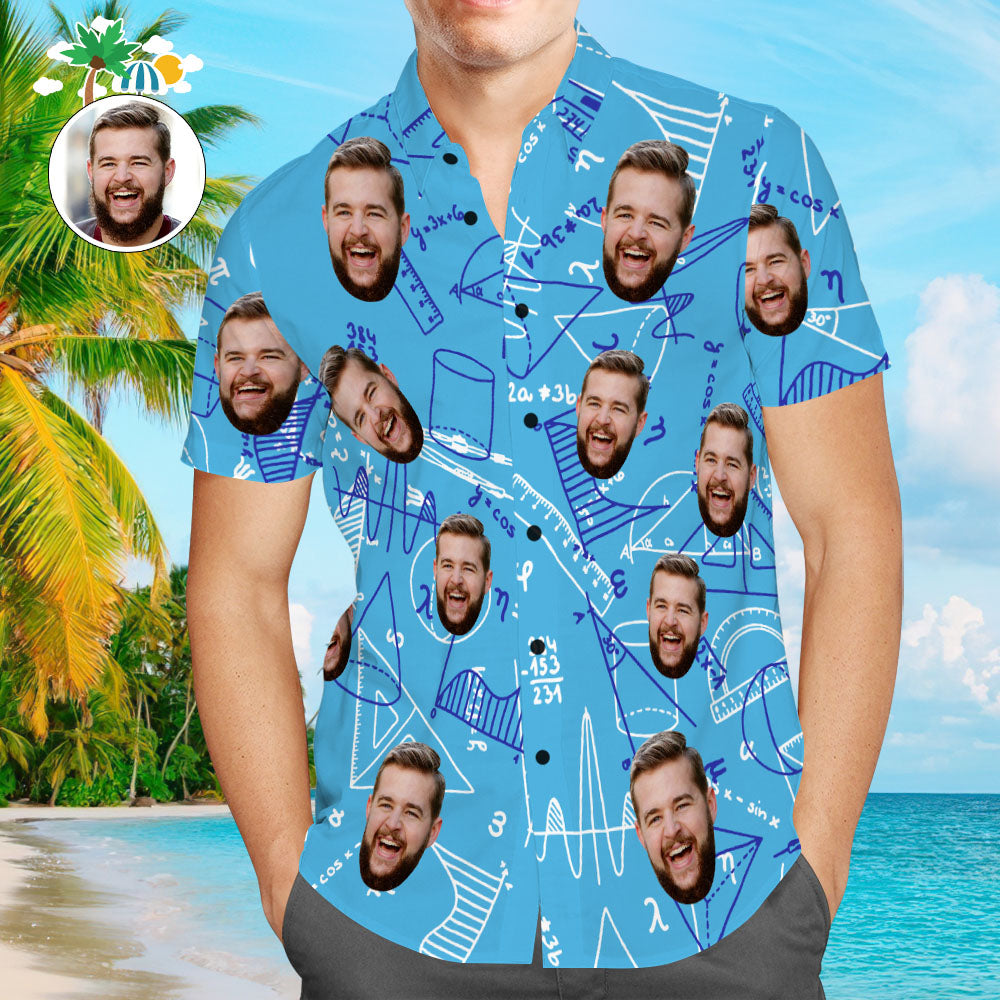 Custom Face Men'S Orgulloso De Ser Un Profesor De Matemáticas Camisa Hawaiana Para Hombres El Mejor Regalo Para Profesores