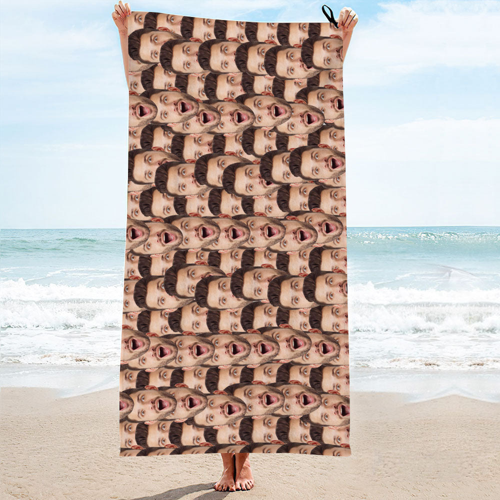 Custom Face Seamless Towel Personalized Photo Towel Funny Gift-MyHawaiianShirts