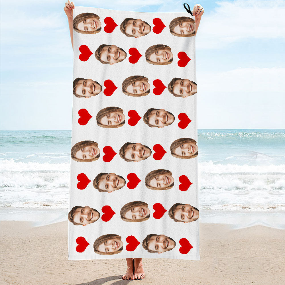 Custom Couple Faces Towel Personalized Photo Towel Funny Gift-MyHawaiianShirts