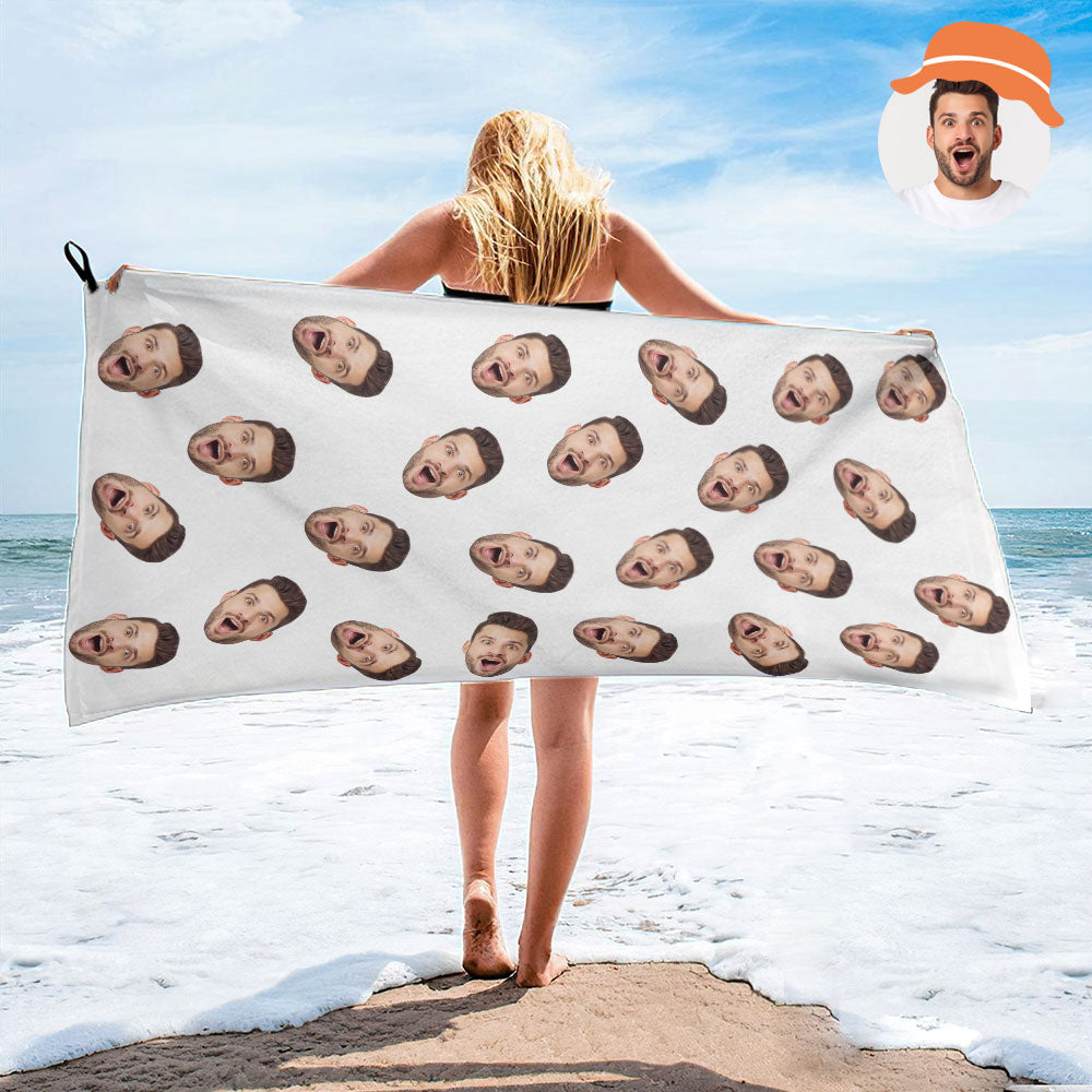 Custom Faces White Towel Personalized Photo Towel Funny Gift-MyHawaiianShirts