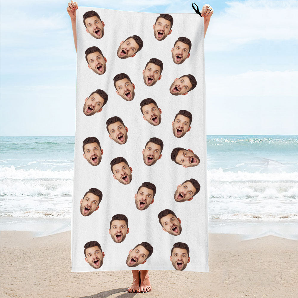 Custom Faces White Towel Personalized Photo Towel Funny Gift-MyHawaiianShirts