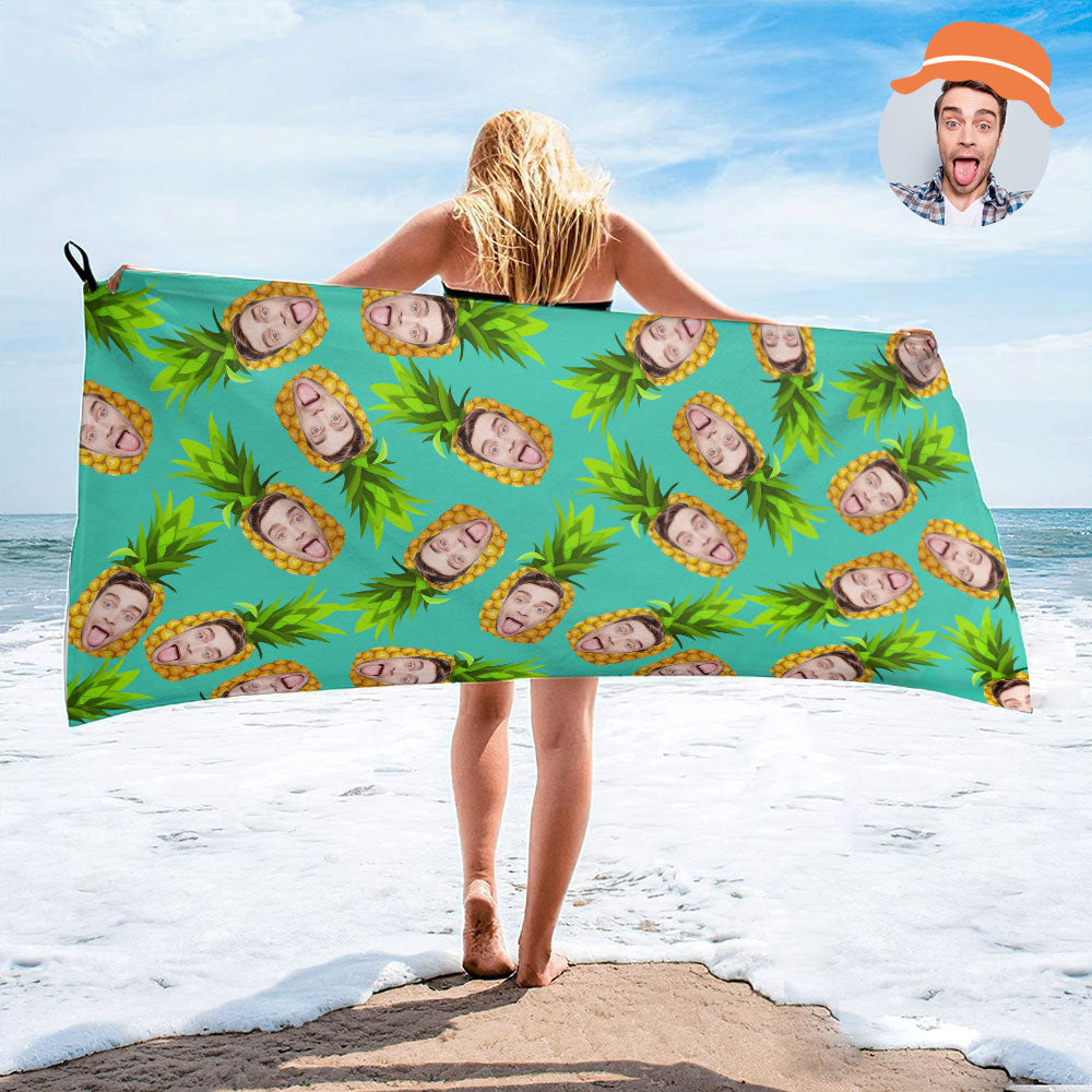 Custom Faces Pineapple Towel Personalized Photo Towel Funny Gift-MyHawaiianShirts