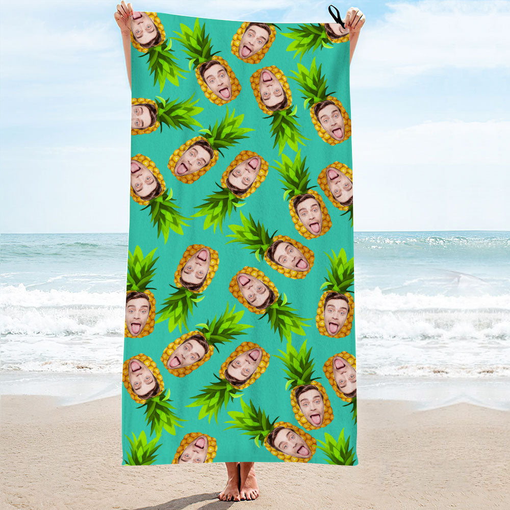 Custom Faces Pineapple Towel Personalized Photo Towel Funny Gift-MyHawaiianShirts