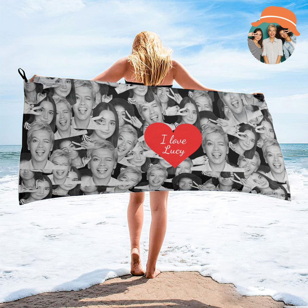 Custom Red Heart Towel Personalized Photo Towel Funny Gift-MyHawaiianShirts