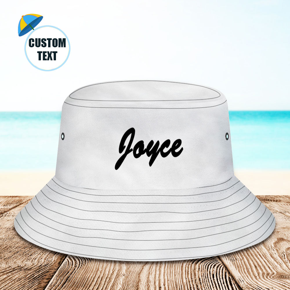Custom Bucket Hat Unisex Bucket Hat with Text Personalize Wide Brim Outdoor Summer Cap Hiking Beach Sports Hats Gift for Lover White-MyHawaiianShirts