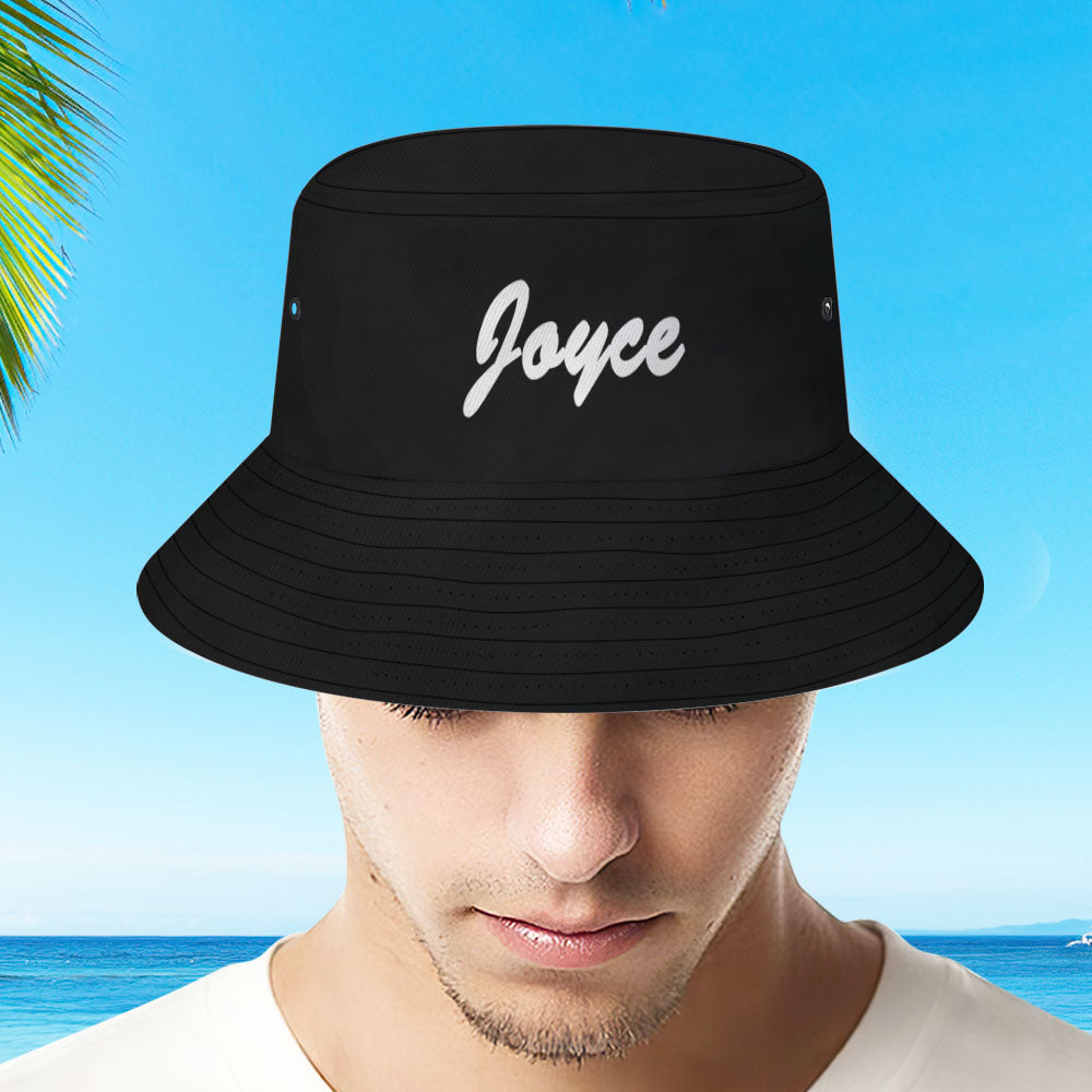 Custom Bucket Hat Unisex Bucket Hat with Text Personalize Wide Brim Outdoor Summer Cap Hiking Beach Sports Hats Gift for Lover Black-MyHawaiianShirts