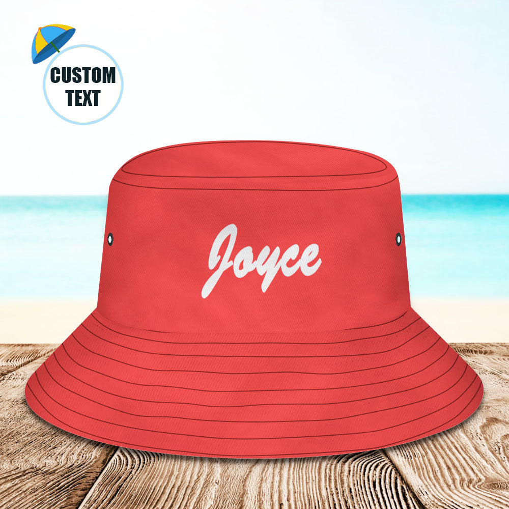 Custom Bucket Hat Unisex Bucket Hat with Text Personalize Wide Brim Outdoor Summer Cap Hiking Beach Sports Hats Gift for Lover Red-MyHawaiianShirts