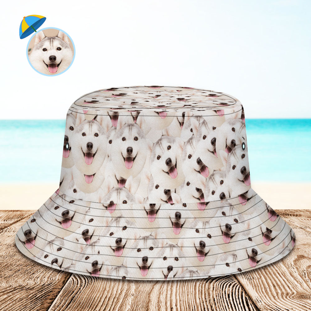 Custom Bucket Hat Unisex Pet Face Mash Bucket Hat Personalize Wide Brim Outdoor Summer Cap Hiking Beach Sports Hats Gift for Lover-MyHawaiianShirts