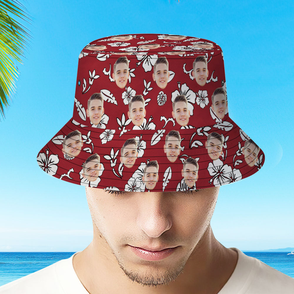 Custom Face All Over Print Tropical Flower Print Hawaiian Fisherman Hat Bucket Hat-MyHawaiianShirts