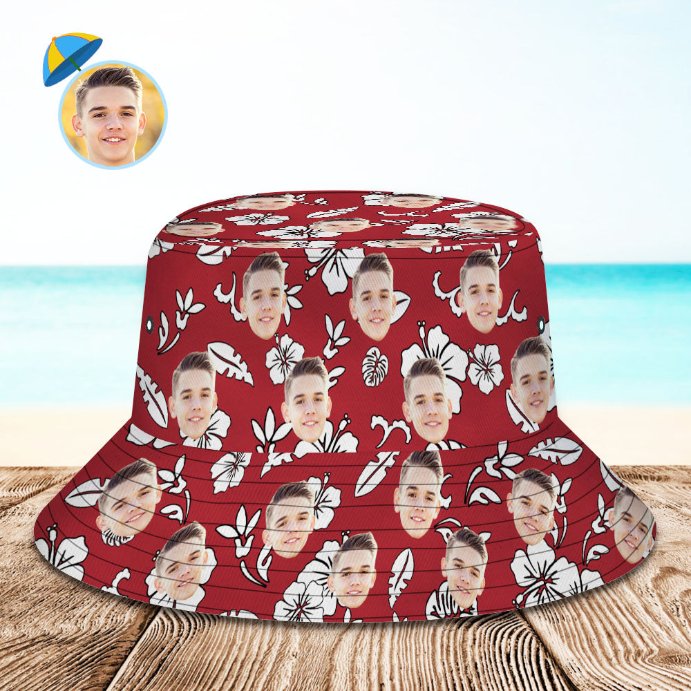 Custom Face All Over Print Tropical Flower Print Hawaiian Fisherman Hat Bucket Hat-MyHawaiianShirts