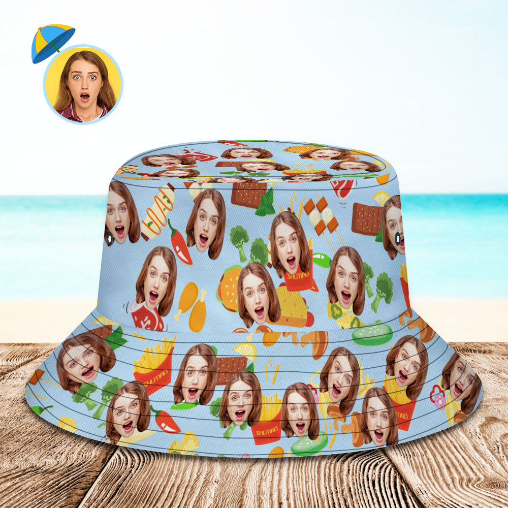 Custom Bucket Hat Personalize Face Food Bucket Hat Summer Wide Brim Fisherman Hat Gifts-MyHawaiianShirts