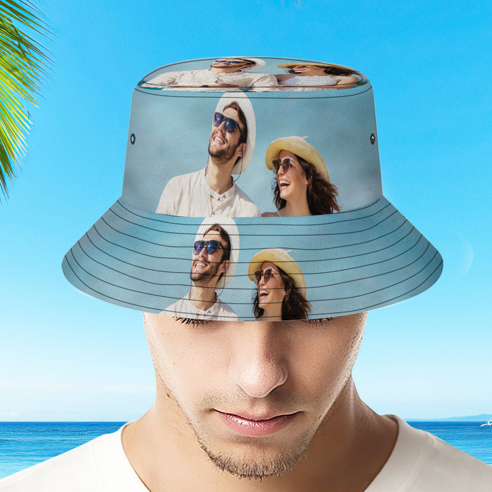 Custom Bucket Hat Photo Bucket Hat Personalize Wide Brim Outdoor Summer Cap Hiking Beach Sports Hats Gift for Lover-MyHawaiianShirts