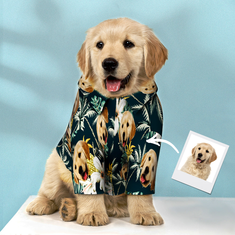 Custom Hawaiian Dog Shirt Personalized Dark Green Pet Beach Shirt Clothes Gift for Pets