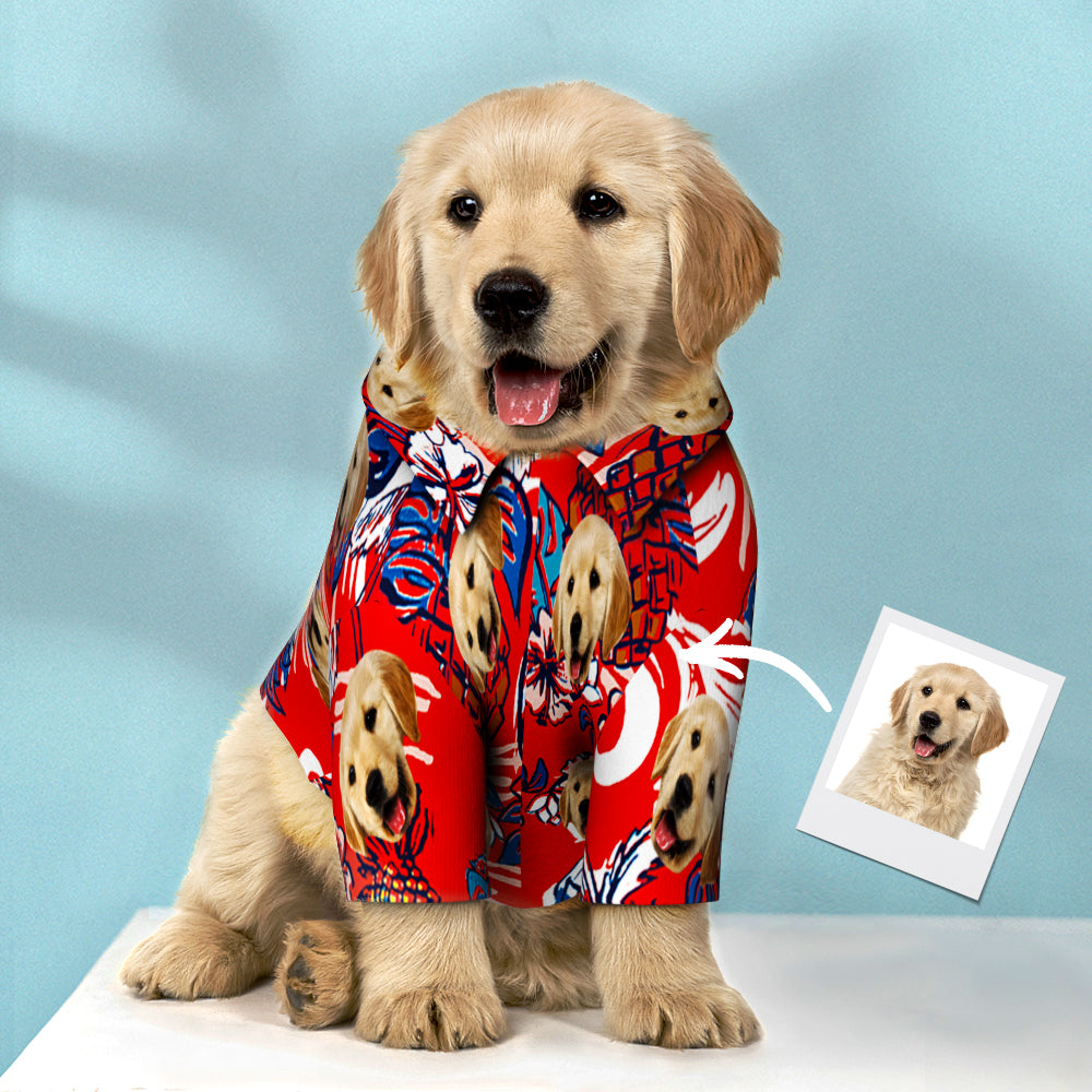Custom Hawaiian Dog Shirt Personalized Red Pet Beach Shirt Clothes Gift for Pets