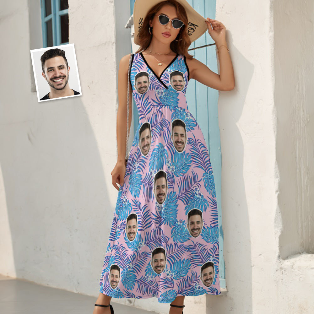 Custom Face Dress Summer Chic Exquisite Hawaiian Leafy Patterns Gift for Her - MyHawaiianShirts