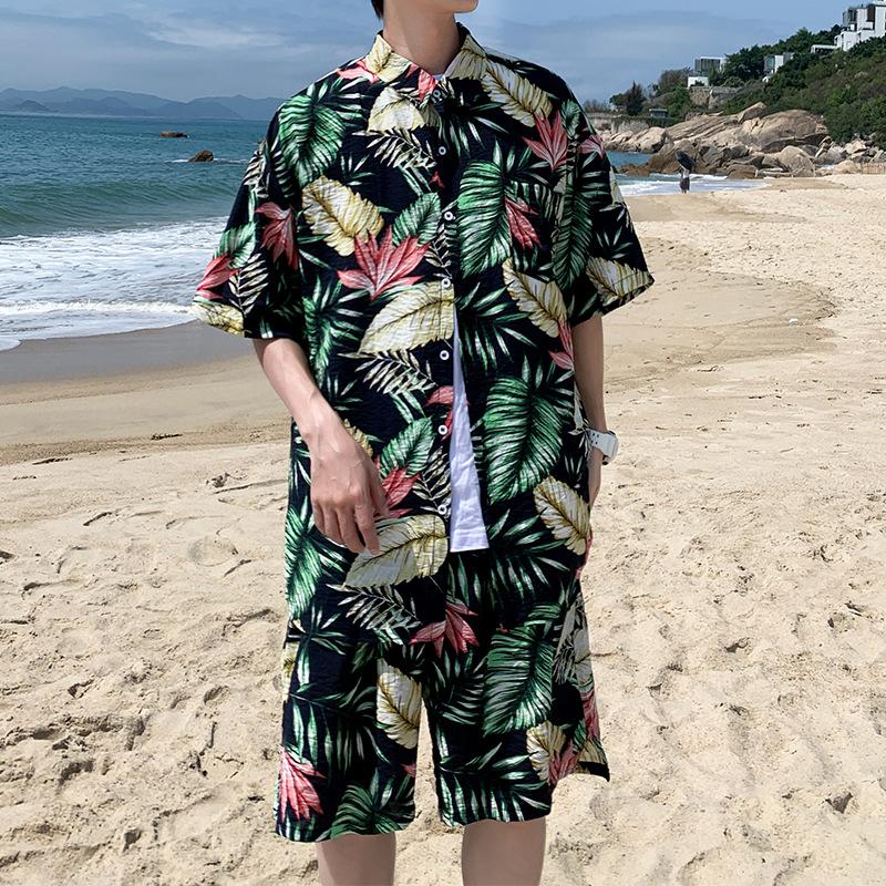 Hawaiian Shirts Print Leaves Aloha Beach Shirts For Men-MyHawaiianShirts