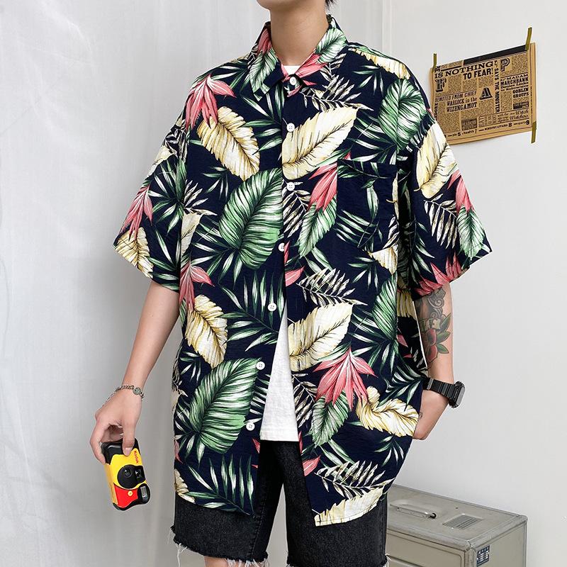 Hawaiian Shirts Print Leaves Aloha Beach Shirts For Men-MyHawaiianShirts
