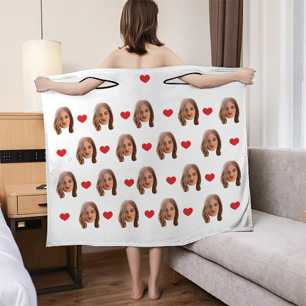 Custom Bath Towel Fashion Bath Dress Home Bath Robes Soft And Absorbent Bathrobe Love Heart-MyHawaiianShirts