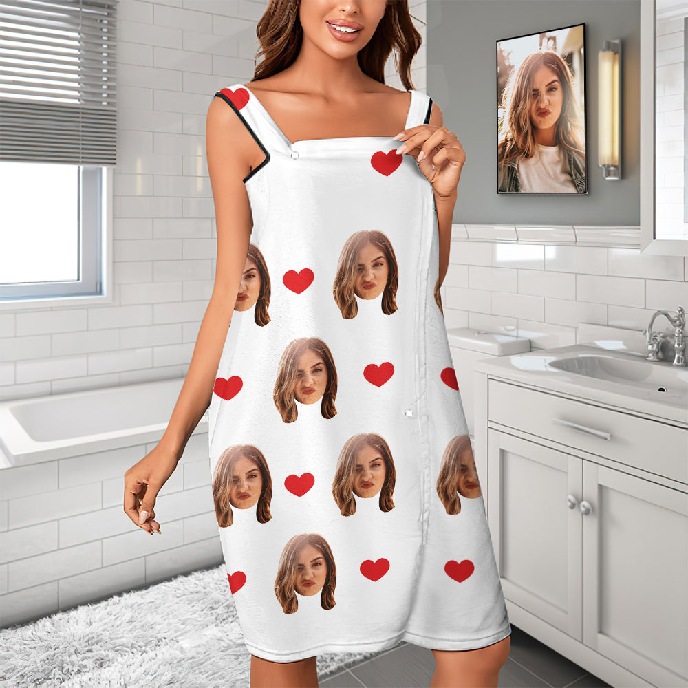 Custom Bath Towel Fashion Bath Dress Home Bath Robes Soft And Absorbent Bathrobe Love Heart-MyHawaiianShirts