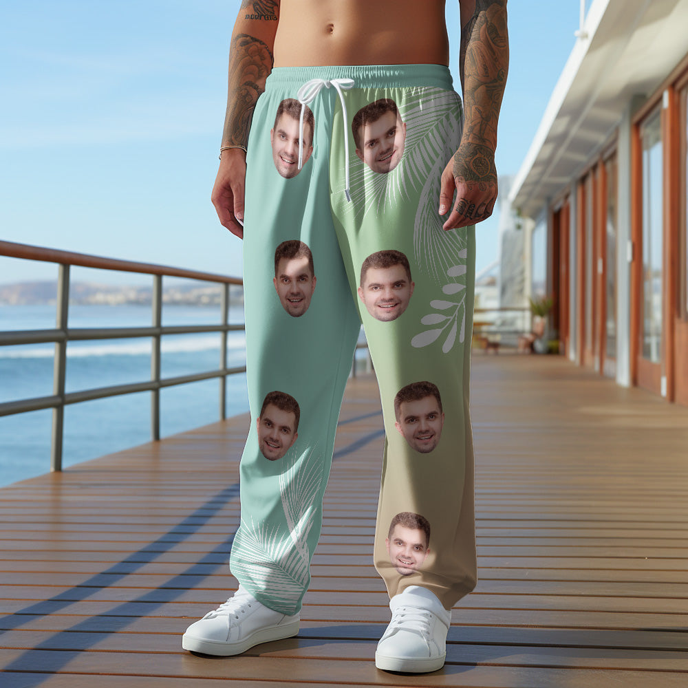 Custom Face Sweatpants Gradient Hawaiian Personalized Casual Golf Pants for Him - MyHawaiianShirts