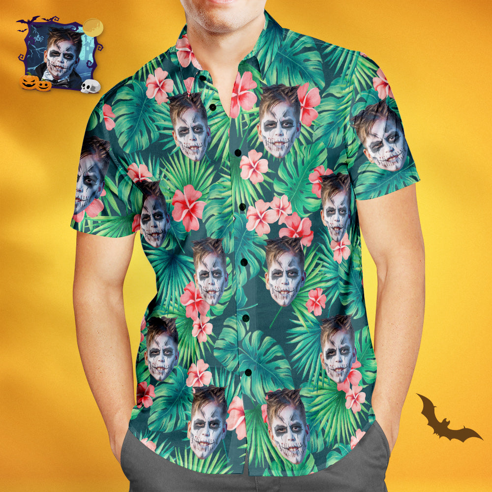 Custom Logo Scary Pumpkin Halloween Hawaiian Shirt - VinCo Hawaiian Shirts