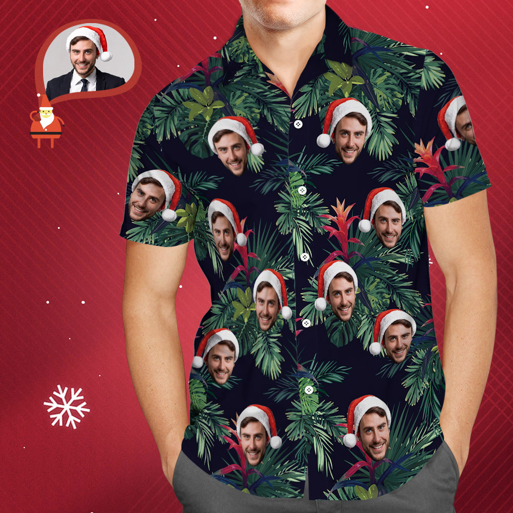 Camisa Colorida De Encargo De La Playa De Aloha De Las Hojas Del Verano De Las Camisas Hawaianas Del Regalo De La Navidad Para Los Hombres