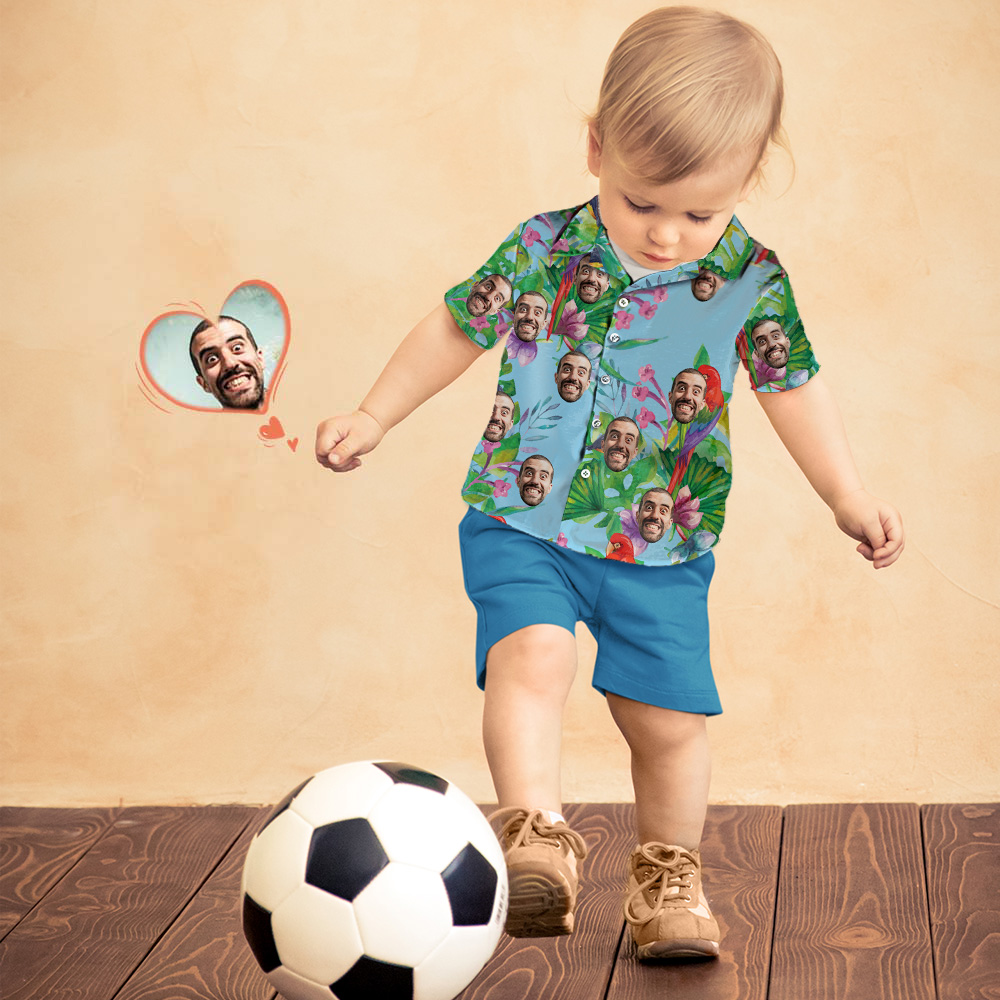 Custom Face Shirt Kid's Hawaiian Shirt Colorful Parrot