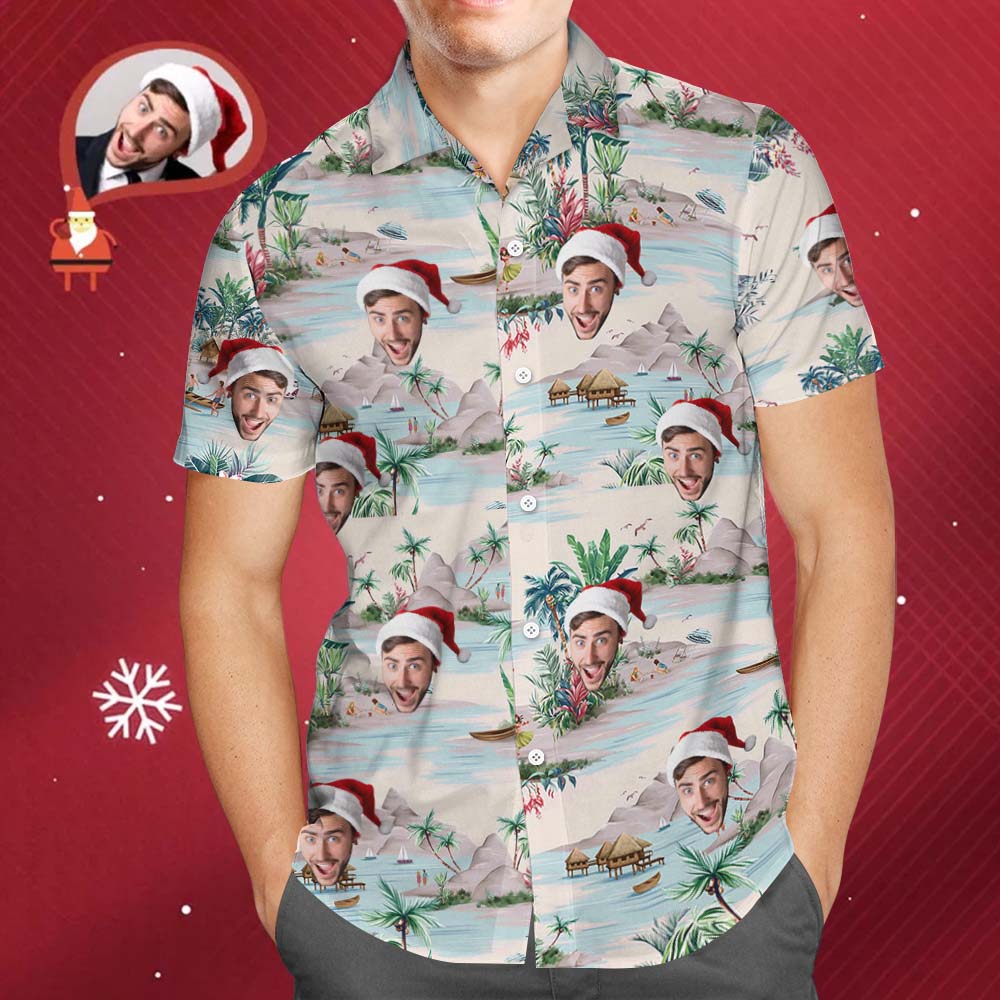 Christmas Gift Custom Hawaiian Shirts Mountains and Rivers Aloha Beach Shirt For Men