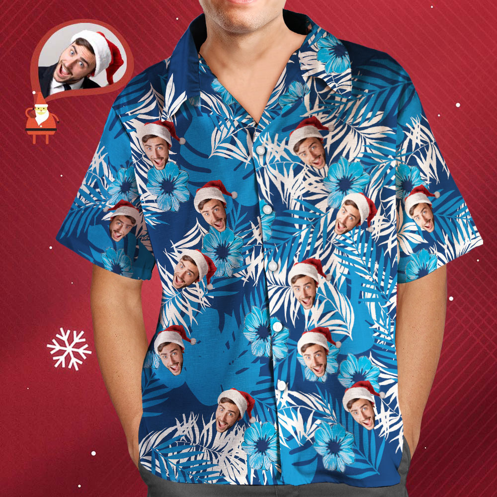 Christmas Gift Custom Hawaiian Shirts Flowers and Leaves Design Personalized Aloha Beach Shirt For Men