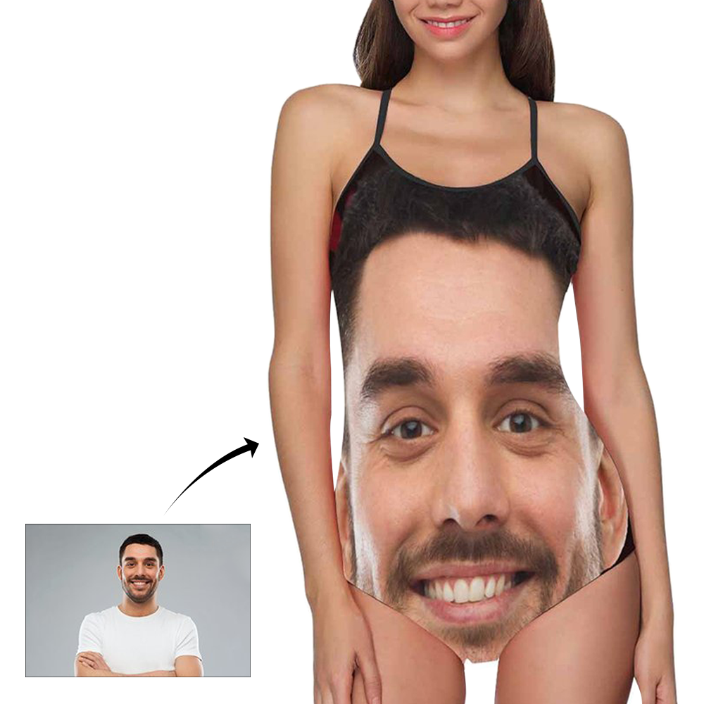 Custom Face Swimwear Women's Photo Slip One Piece Swimsuit - Boyfriend Face-MyHawaiianShirts