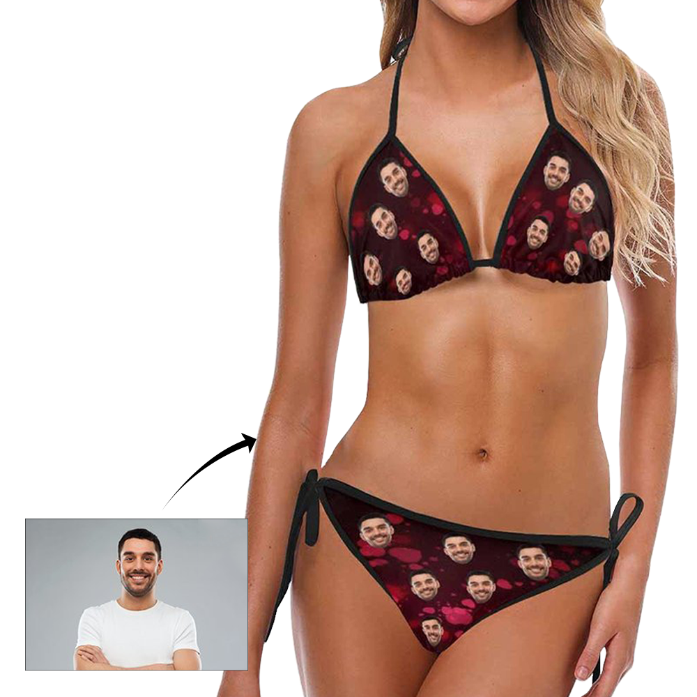 Custom Face Bikini Women's Sexy Photo Segmented Swimsuit - Heart-MyHawaiianShirts