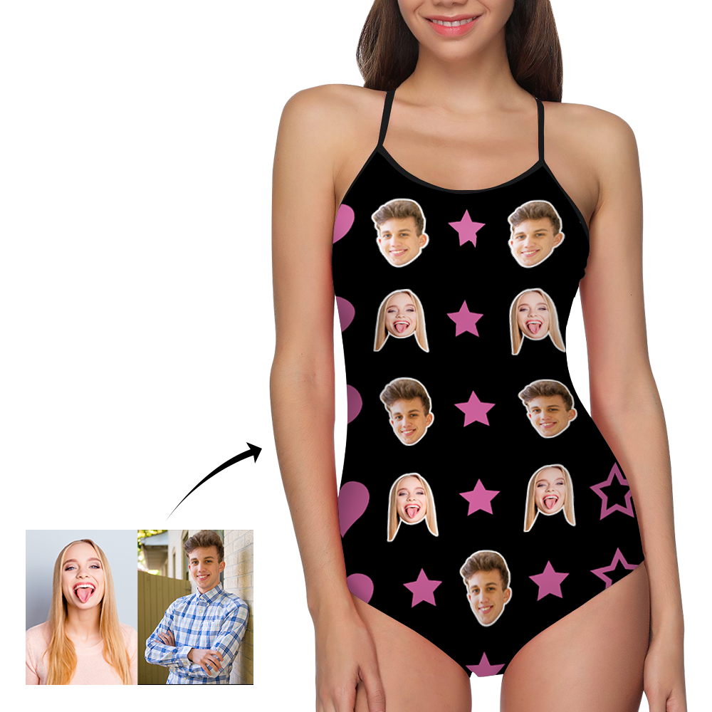Custom Face Swimwear Women's Photo Slip One Piece Swimsuit - Star-MyHawaiianShirts