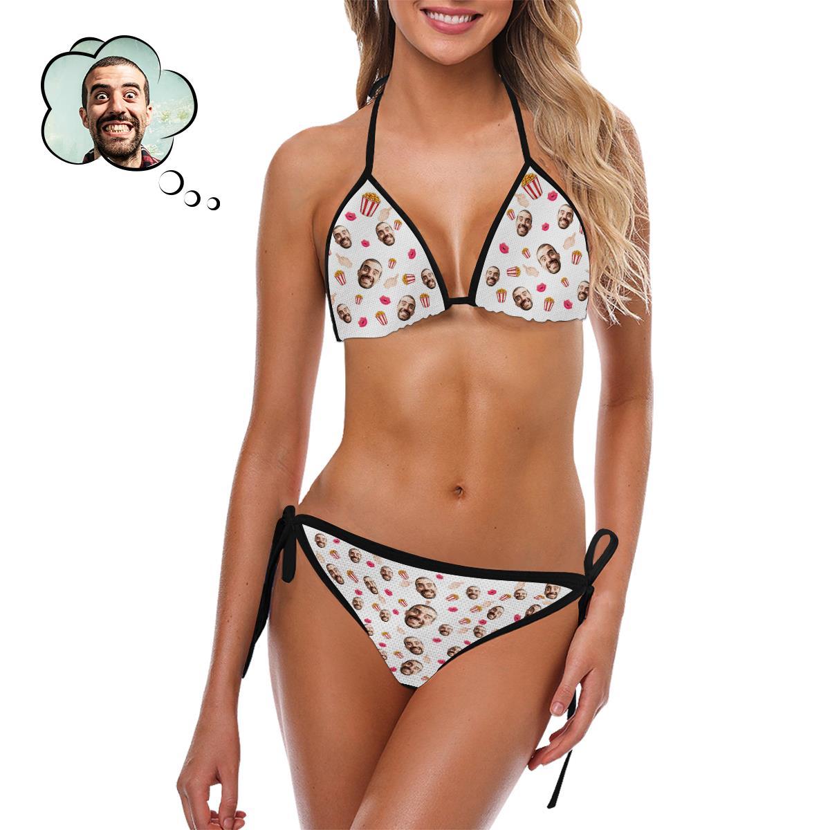Custom Women Face Photo Bikini Sexy Suit - Popcorn-MyHawaiianShirts