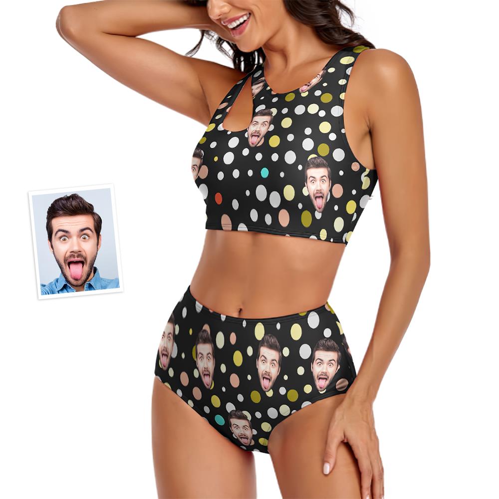 Custom Face Women's Polka Dots Two-piece Swimsuit Sexy Holiday Gifts-MyHawaiianShirts