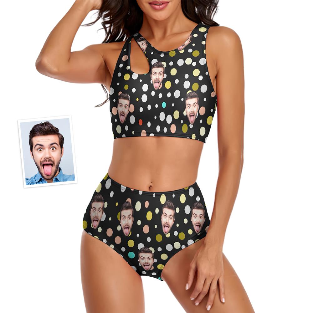 Custom Face Women's Polka Dots Two-piece Swimsuit Sexy Holiday Gifts-MyHawaiianShirts