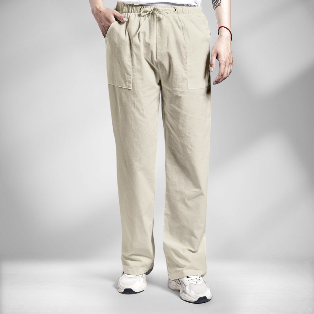 Holiday Cotton Linen Casual Trousers Drawstring Khaki Men Linen Men's Clothes-MyHawaiianShirts