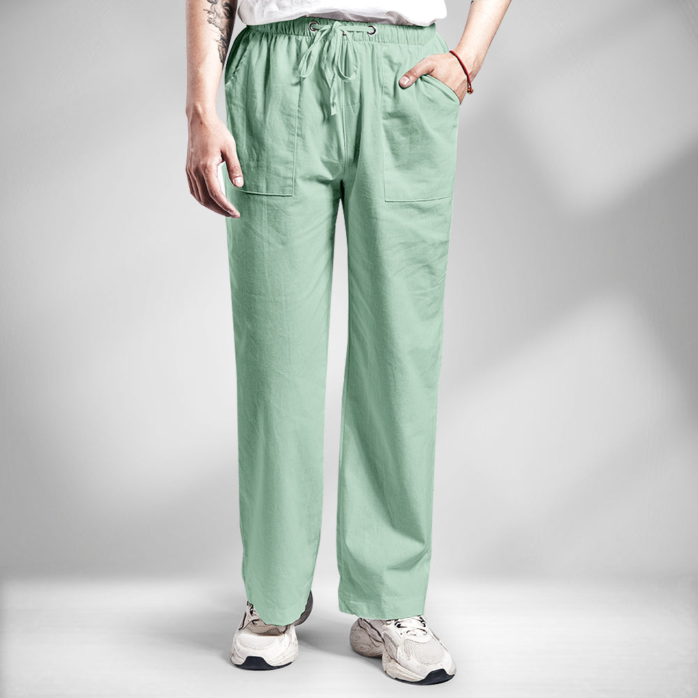 Men's Linen Pants Yoga Beach Loose Casual Summer Green Drawstring Loose Pants-MyHawaiianShirts