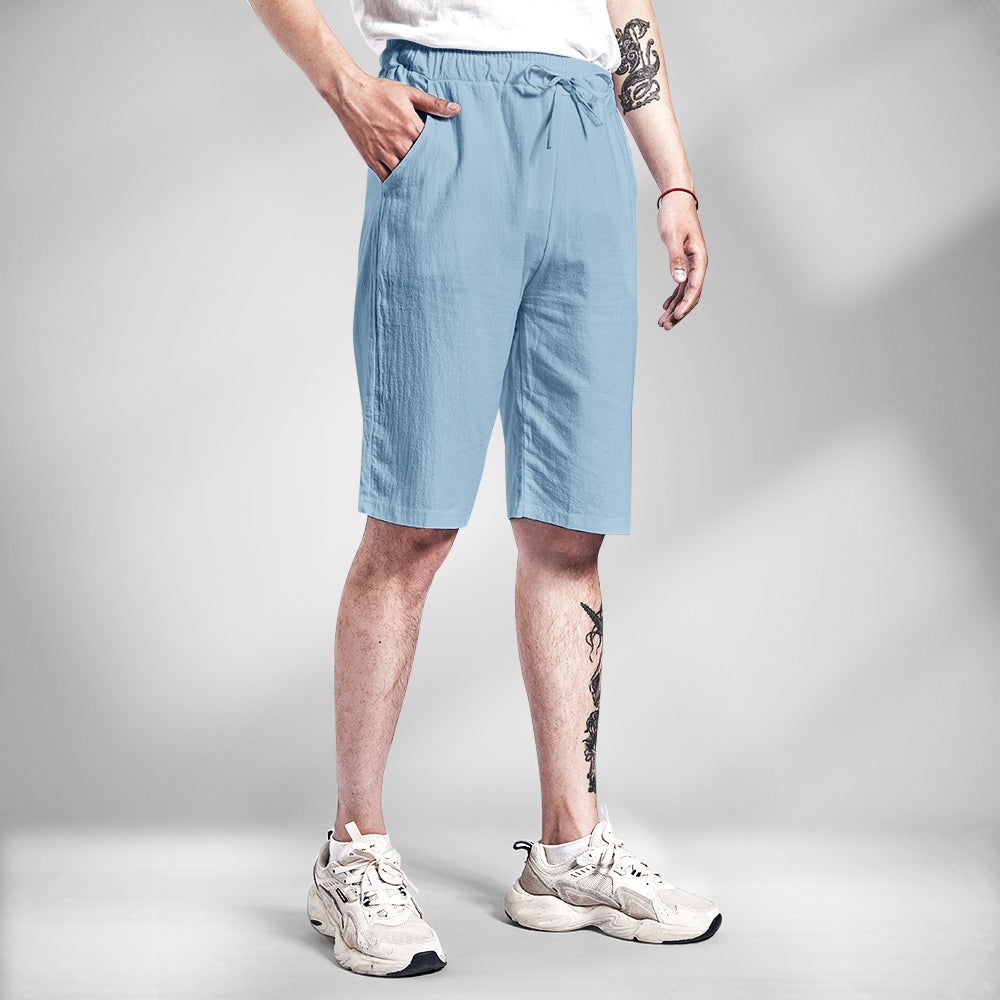 Men's summer loose linen cotton breathable five-point pants casual shorts-MyHawaiianShirts