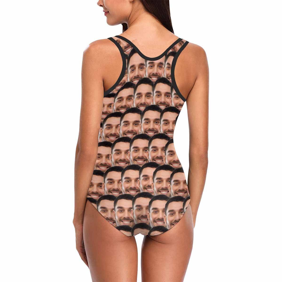 Custom Face Swimwear Women's Photo Slip One Piece Swimsuit - Mash-MyHawaiianShirts
