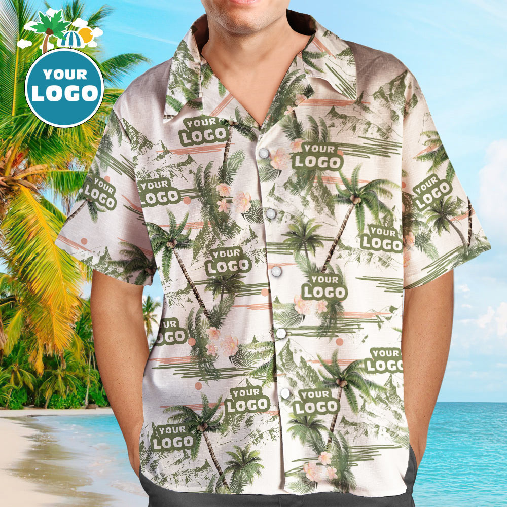 Custom Logo Personalized Hawaiian Shirt All Over Print Coconut Tree