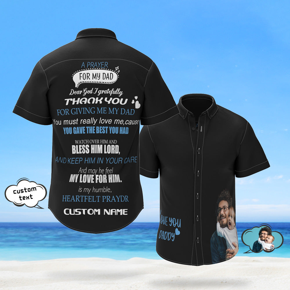 Custom Photo and Name I Love You Daddy Men's All Over Print Hawaiian Shirt Gift for Dad - MyhawaiianshirtsUK