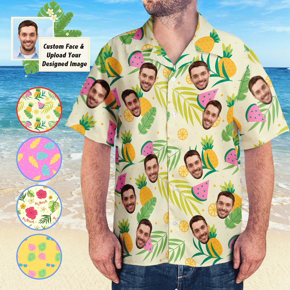 Custom Face Hawaiian Shirts Upload Your Own Designed Image Aloha Beach Shirt For Men - MyhawaiianshirtsUK