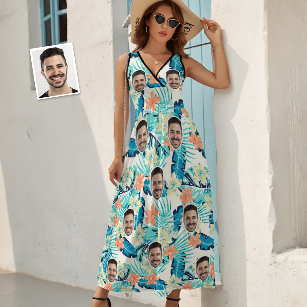 Custom Face Dress Blossoms and Leaves Collection Gift for Her - MyhawaiianshirtsUK