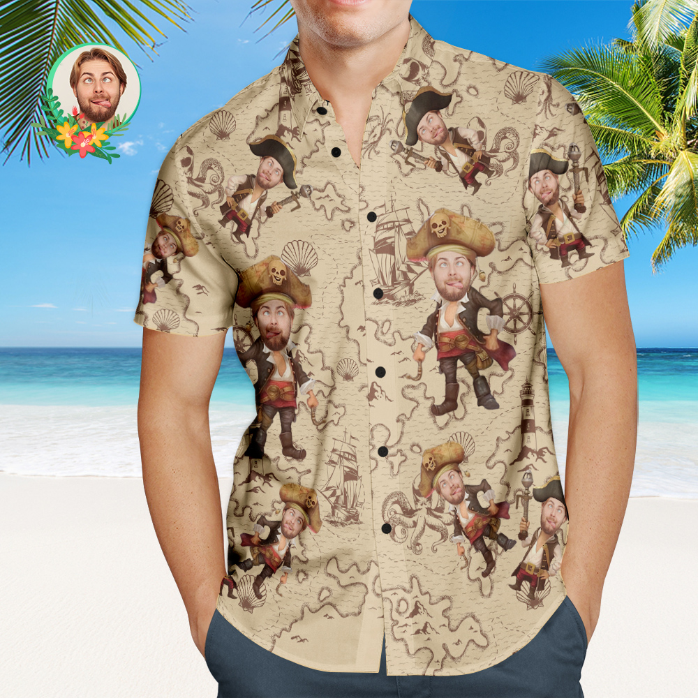 Custom Pirate Face Hawaiian Shirt Summer Gift For Him Pirate Lover