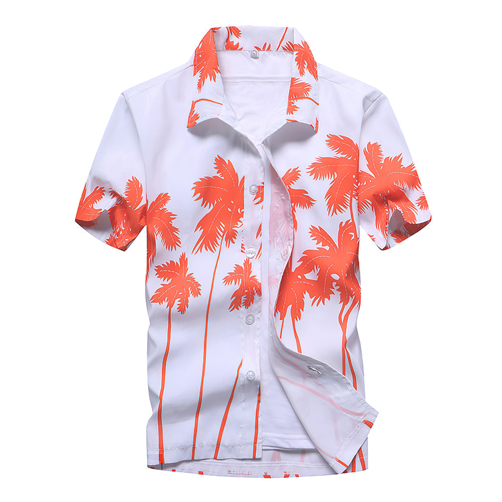 Chemises Hawaïennes Imprimé Feuilles Blanc Aloha Chemises de Plage Pour Hommes-MyHawaiianShirtsFR