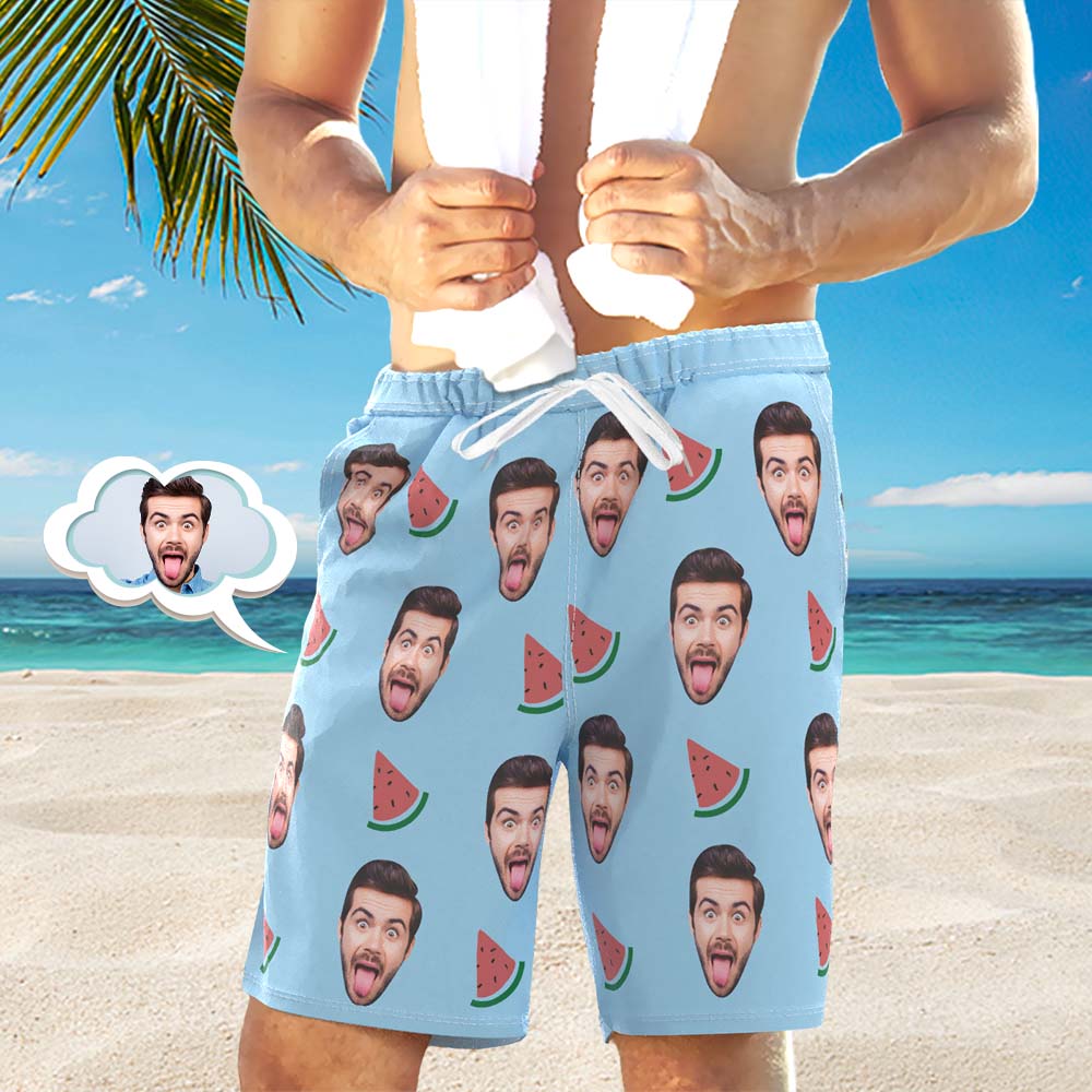 Short De Salon Personnalisé Avec Photo De Visage Cadeaux Amusants Pour Lui Cadeau Unique Avec Cordon De Serrage-MyHawaiianShirtsFR
